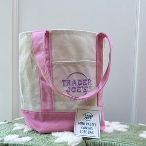 Trader Joe's Pink and Cream Canvas Tote Bag viral